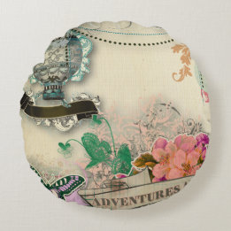 Coussins Ronds pays chic et français minable de papier, cru,