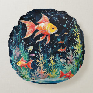 Coussins Ronds Pays des rêves de poissons, perfection de l'aquari