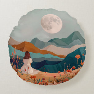 Coussins Ronds Paysage Abstrait de Boho (21)