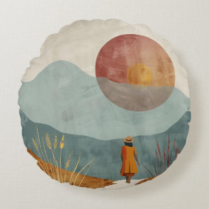 Coussins Ronds Paysage Abstrait de Boho (23)