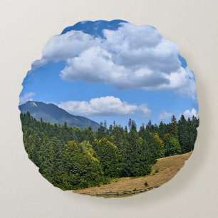 Coussins Ronds Paysage de prairie de montagne - Nature sauvage Ro