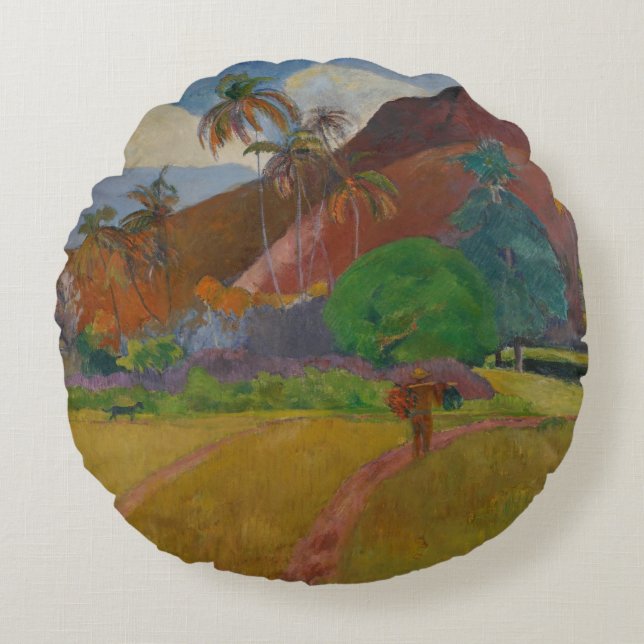 Coussins Ronds Paysage de Tahitian, 1891 (huile sur la toile) (Devant)