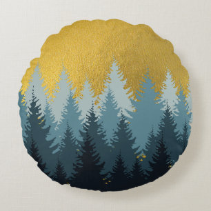 Coussins Ronds Paysage d'or des arbres forestiers