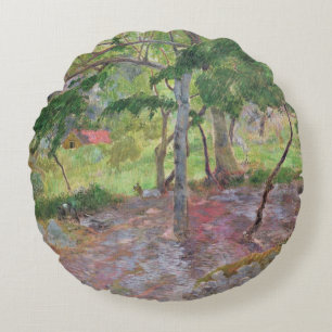 Coussins Ronds Paysage tropical de Paul Gauguin , la Martinique,