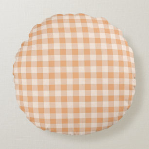 Coussins Ronds Peach White À damiers En vichy Motif