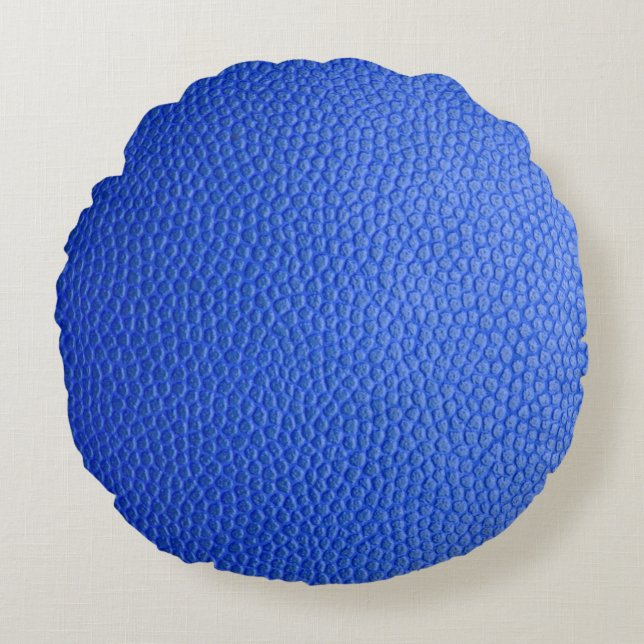 Coussins Ronds peau en cuir bleu texture (Devant)