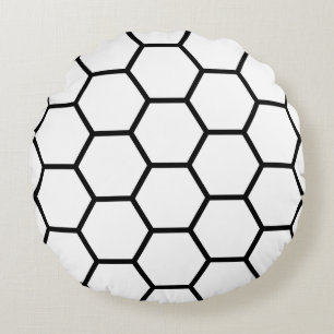 Coussins Ronds Peigne blanche et noire