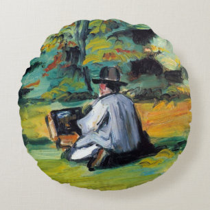 Coussins Ronds Peintre au travail de Paul Cezanne, Beaux-arts vin