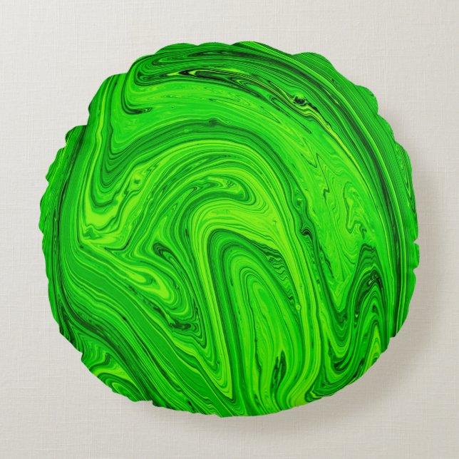 Coussins Ronds Peinture à l'huile verte abstrait arrière - plan.  (Devant)