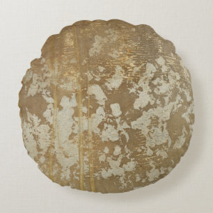 Coussins Ronds Peinture abstraite d'or avec les taches argentées