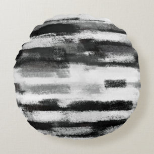 Coussins Ronds Peinture Abstraite en noir blanc