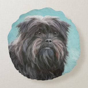 Coussins Ronds Peinture Affenpinscher - Joli art original chien