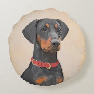 Coussins Ronds Peinture allemande Pinscher peinture art animal or