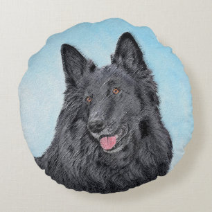 Coussins Ronds Peinture belge Sheepdog - Cute Original Chien Art