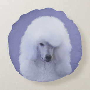 Coussins Ronds Peinture blanche standard pour caniche - Art origi