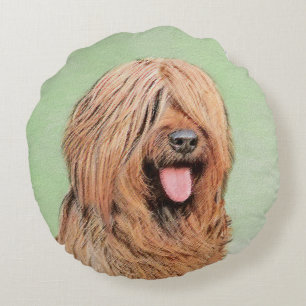 Coussins Ronds Peinture de Briard - Cute Original Dog Art