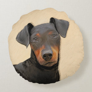 Coussins Ronds Peinture de Manchester Terrier Art Animalier Origi