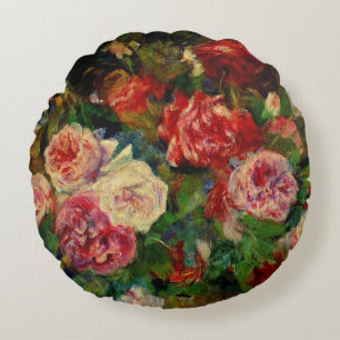 Coussins Ronds Peinture de Pierre Renoir, Roses