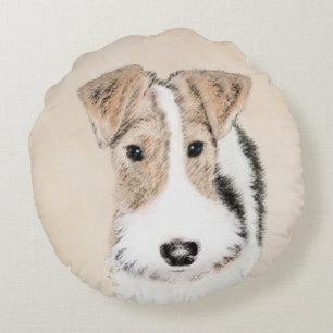 Coussins Ronds Peinture de renard de fil Terrier - Cute Original 