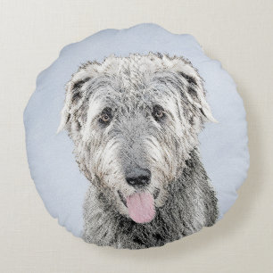 Coussins Ronds Peinture de Wolfhound irlandais - Joli art origina