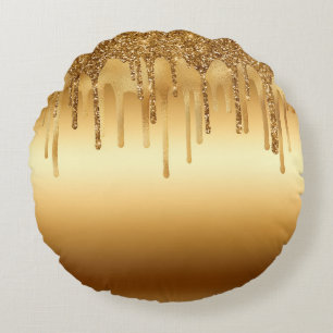 Coussins Ronds Peinture dorée qui coule avec des accents de paill