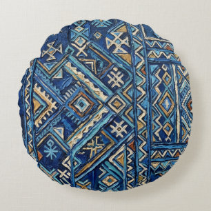 Coussins Ronds Peinture géométrique africaine Imprimée sur Impast