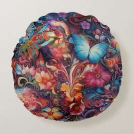 Coussins Ronds Peinture Imaginaire Fleurs exprimant la nature
