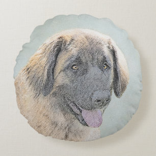 Coussins Ronds Peinture Leonberger - Joli art original chien