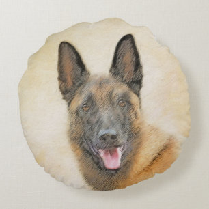 Coussins Ronds Peinture Malinoise belge - Cute Original Chien Art