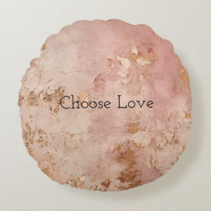 Coussins Ronds Peinture rose en or