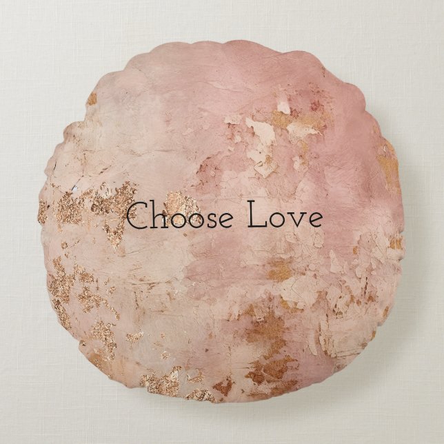 Coussins Ronds Peinture rose en or (Devant)