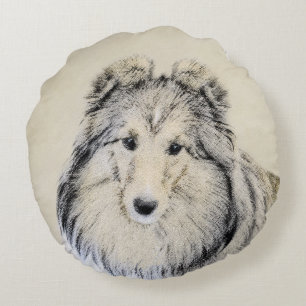 Coussins Ronds Peinture Shetland Sheepdog - Jolie art original ch