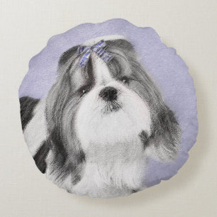 Coussins Ronds Peinture Shih Tzu - Cute Original Chien Art