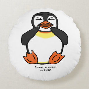 Coussins Ronds Penguin riant, MeWarriorWoman sur Twitch