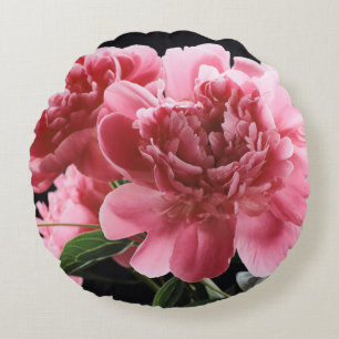 Coussins Ronds Peony Bouquet Closeup : Rouge rose