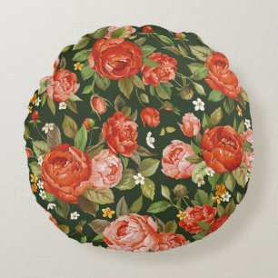 Coussins Ronds Peony Elegance : Papier peint Graphique Floral.