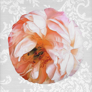 Coussins Ronds Peony rose et pêche haut de la main