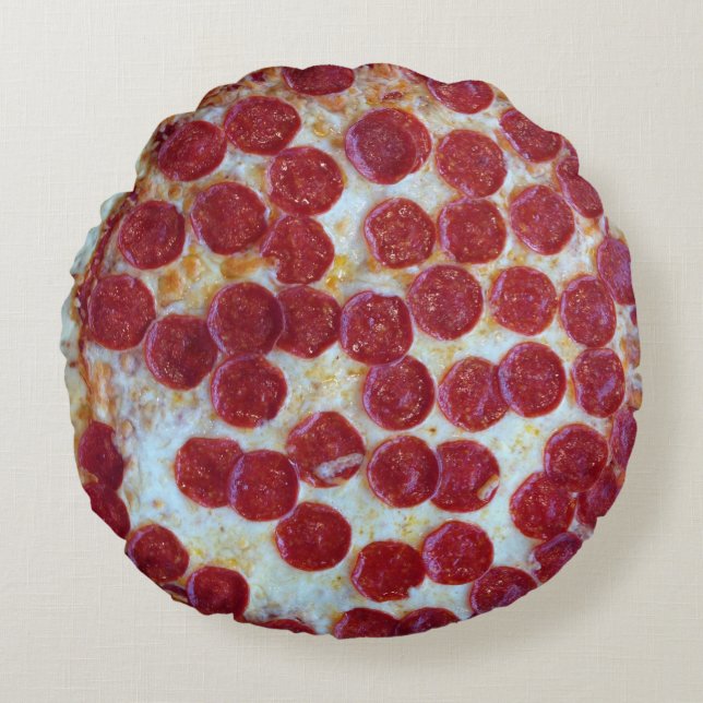 Coussins Ronds Pepperoni Pizza Photo (Devant)