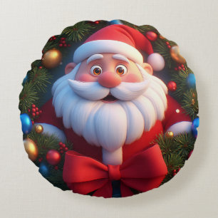 Coussins Ronds Père Noël de dessin animé festif de Noël