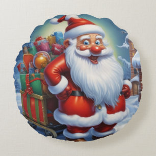 Coussins Ronds Père Noël Joyeux Noël Bonne Année