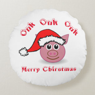 Coussins Ronds Père Noël Piggy
