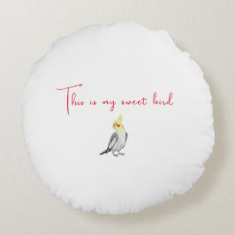 Coussins Ronds Perroquet d'aquarelle de Cockatiel mignon.