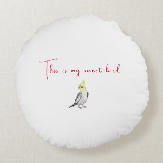Coussins Ronds Perroquet d'aquarelle de Cockatiel mignon. (Dos)