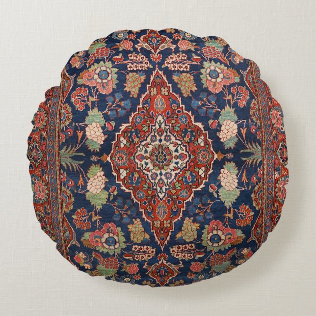 Coussins Ronds Perse Kashan treillis Rouge Médaillé  (Devant)