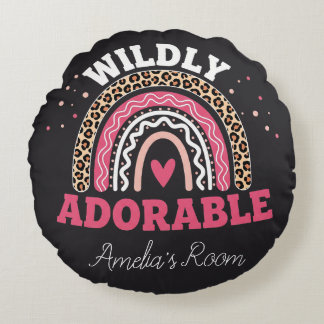 Coussins Ronds Personalized Boho Leopard Rainbow Nursery Round 