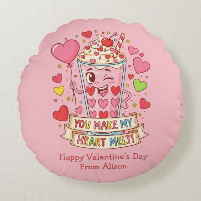 Coussins Ronds Personalized Cute Milkshake Valentine (Devant)