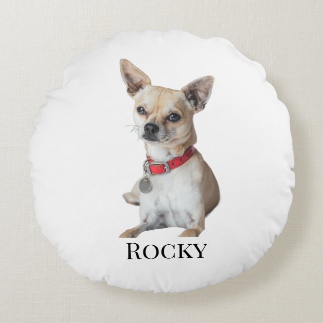 Coussins Ronds Personalized Dog Photo | Custom Pet Name  (Devant)