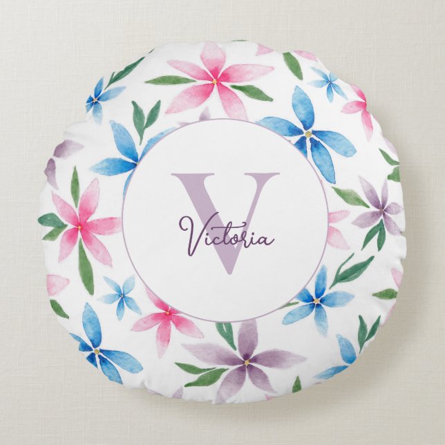 Coussins Ronds Personalized Floral (Devant)