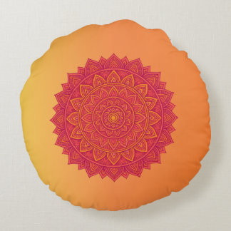 Coussins Ronds Personalized Mandala Throw Pillow – Soft Color Orn