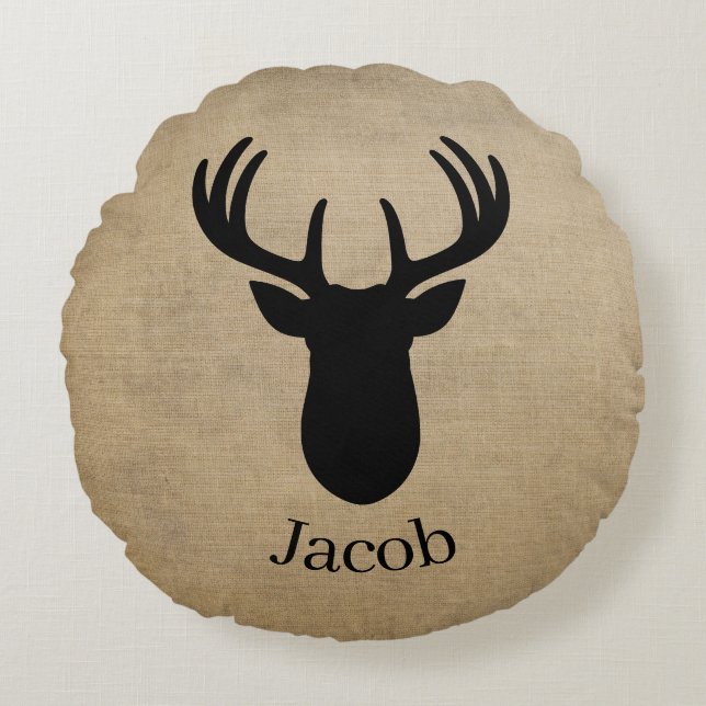 Coussins Ronds Personalized Name Deer  (Devant)